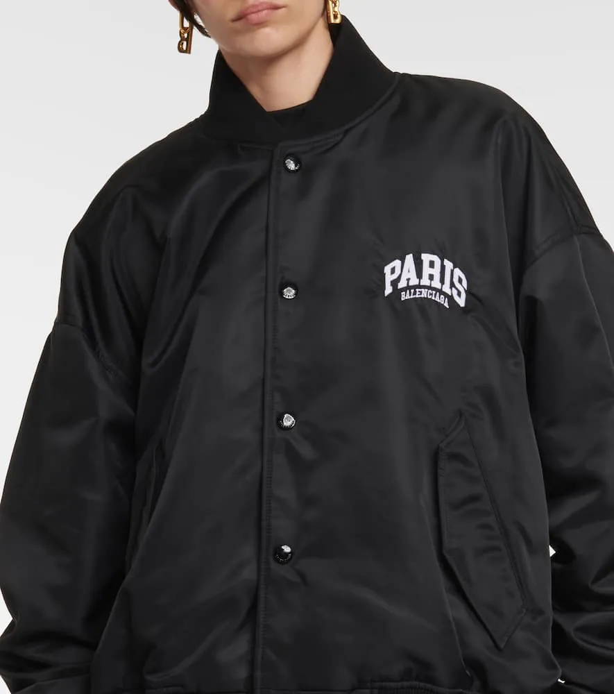 Balenciaga Paris satin varsity jacket