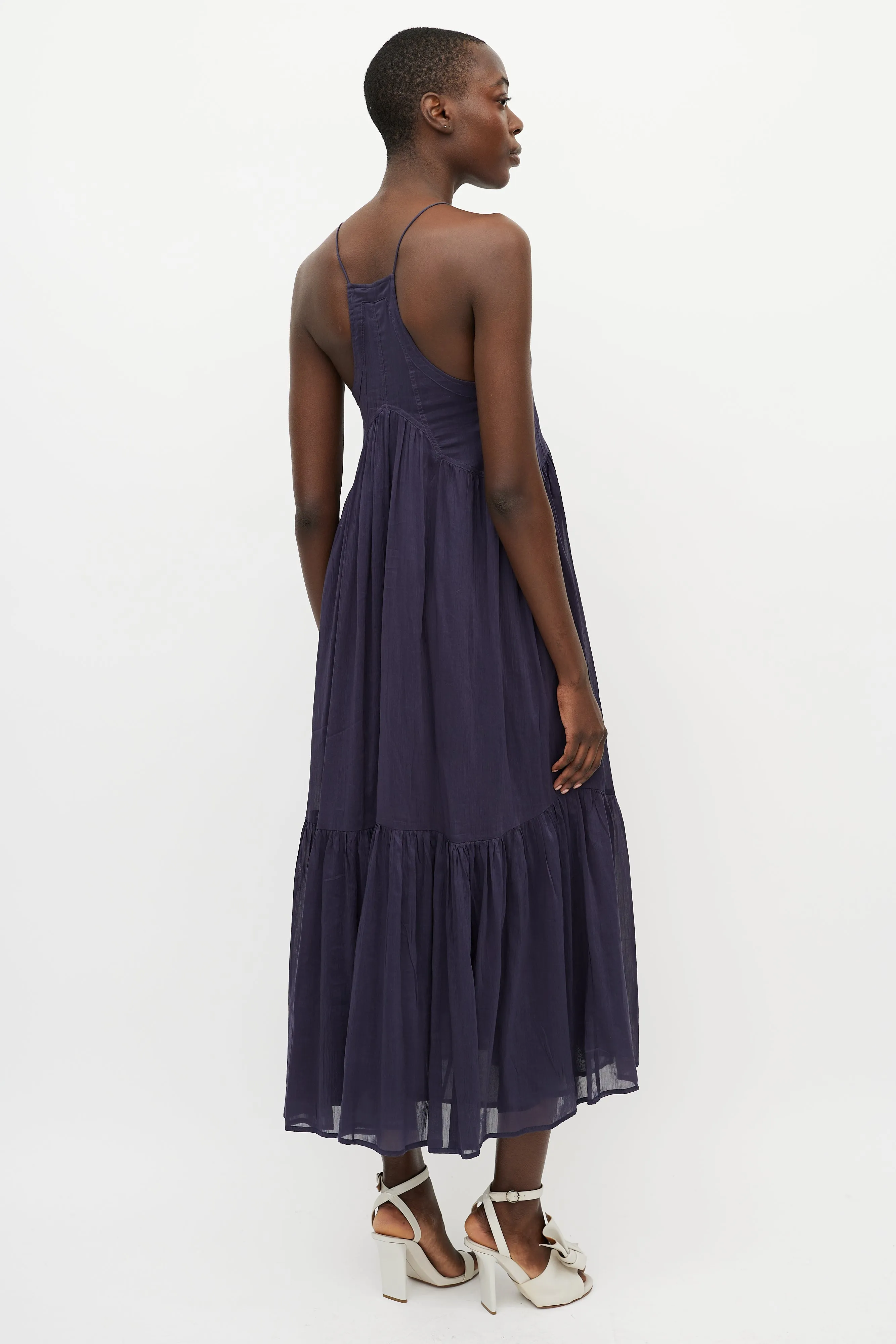 Blue Pleated Maxi Dress