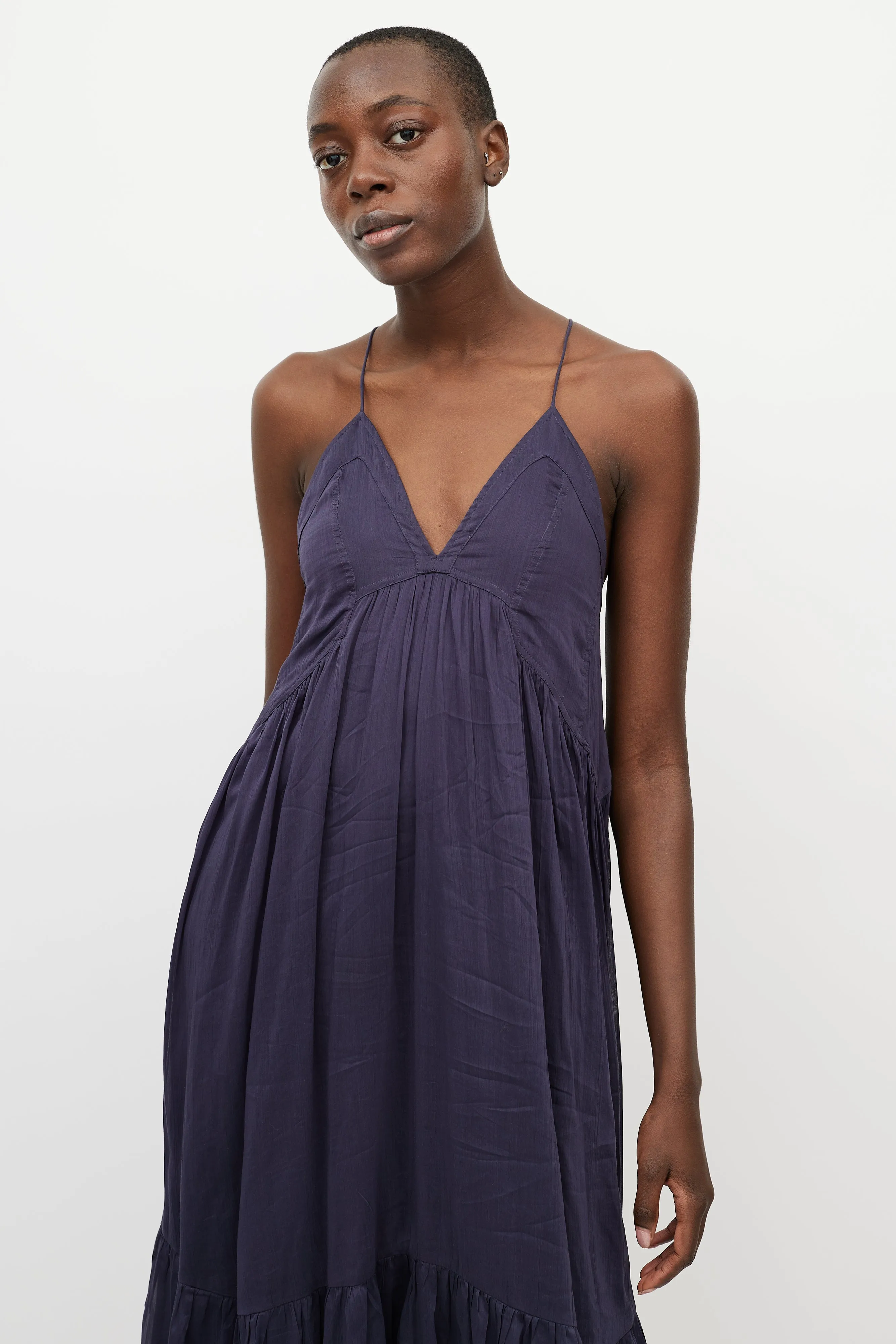 Blue Pleated Maxi Dress