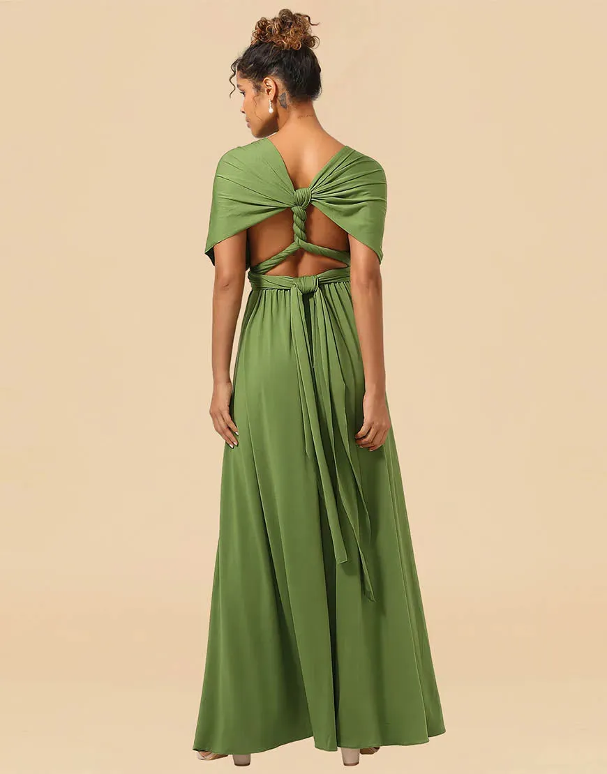 Bridesmaid Dress Convertible Spandex A-line Floor Length