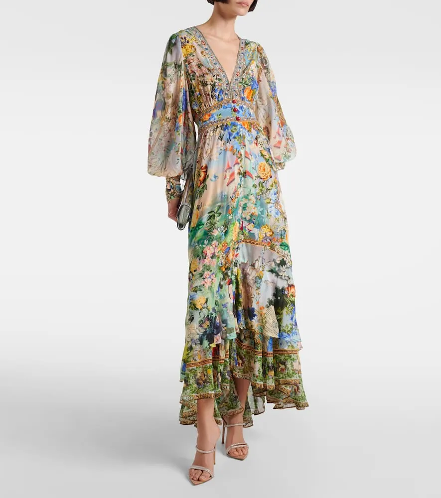 Camilla Embellished printed silk maxi dress