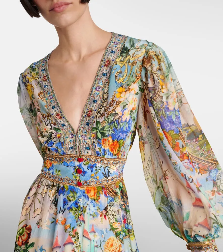 Camilla Embellished printed silk maxi dress