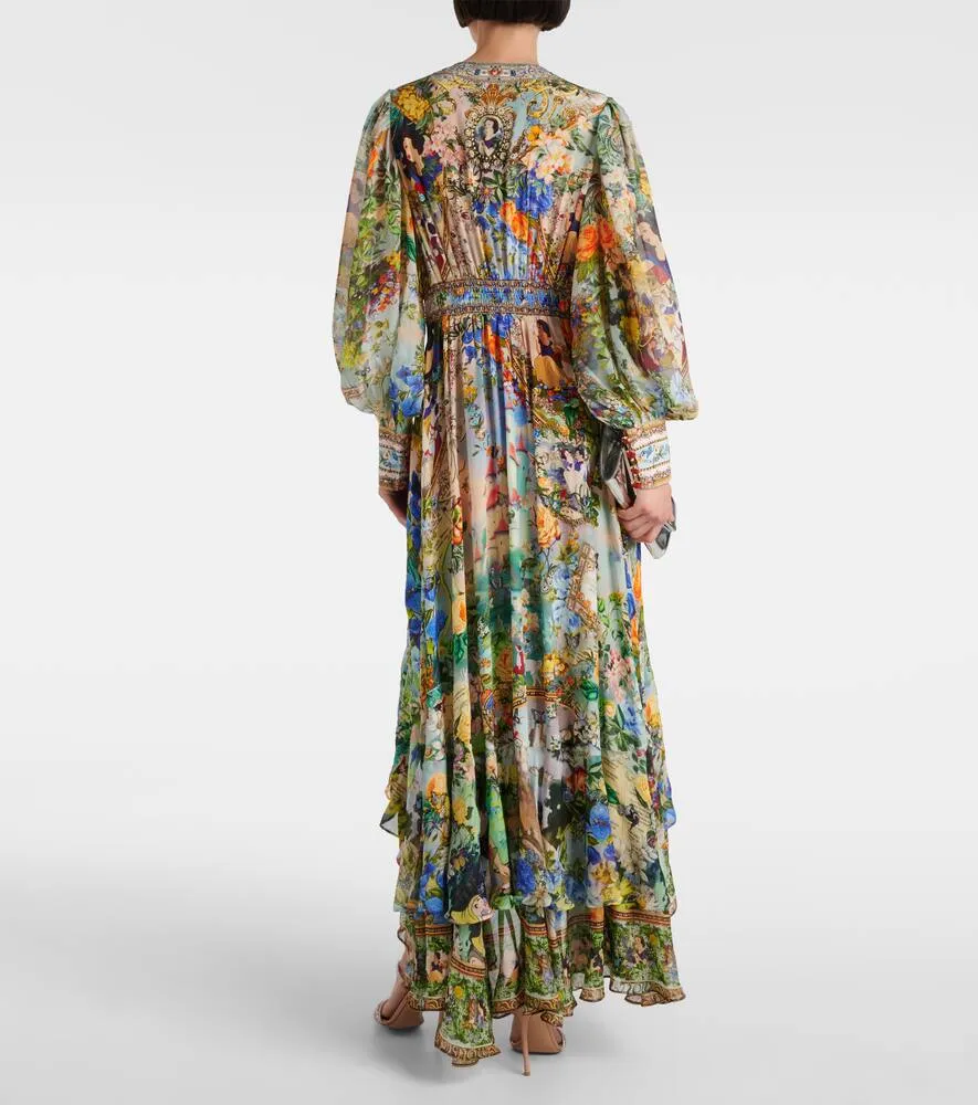 Camilla Embellished printed silk maxi dress