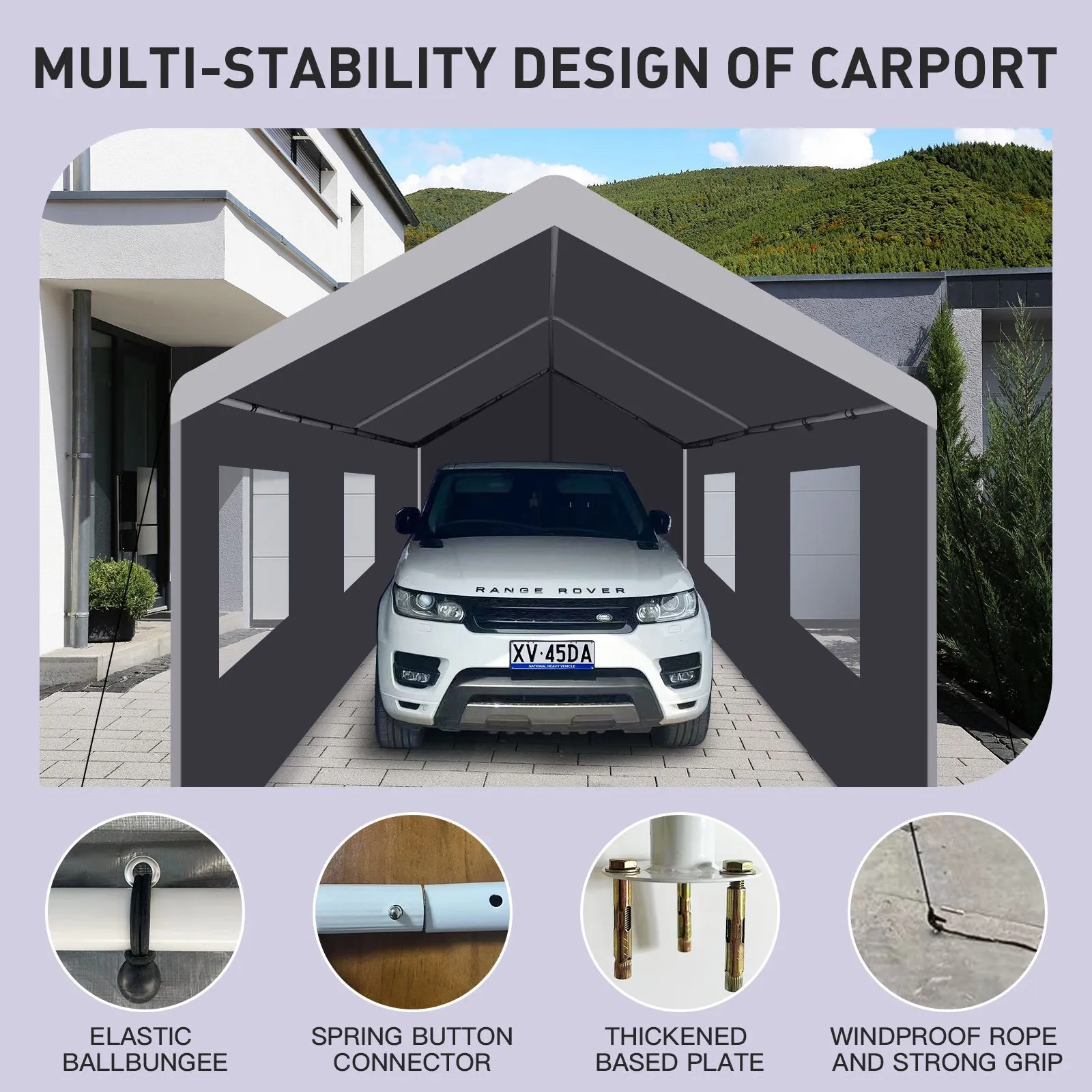 Carport, 10?20 Heavy Duty Portable Carport Garage Tent for