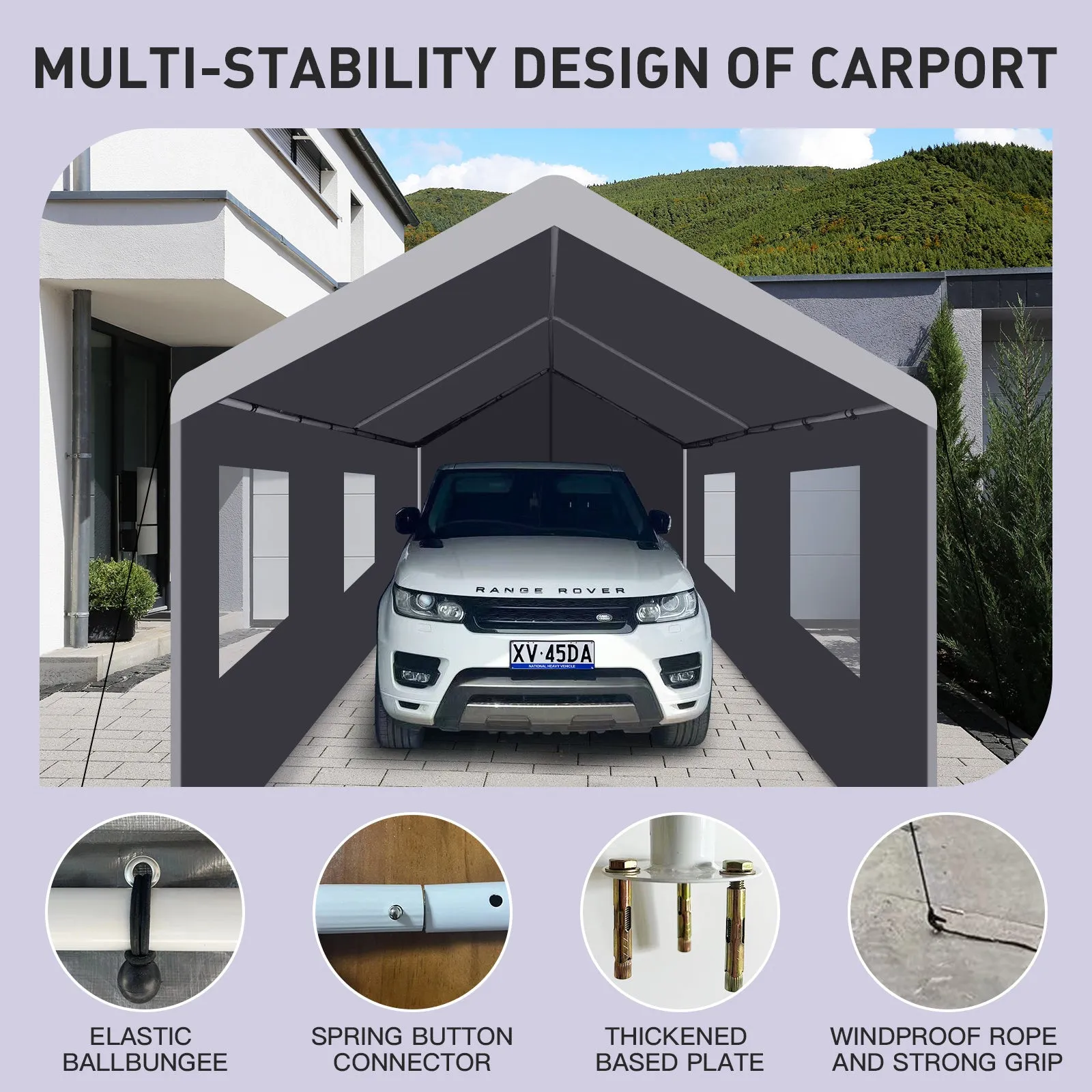 Carport, 10?20 Heavy Duty Portable Carport Garage Tent for