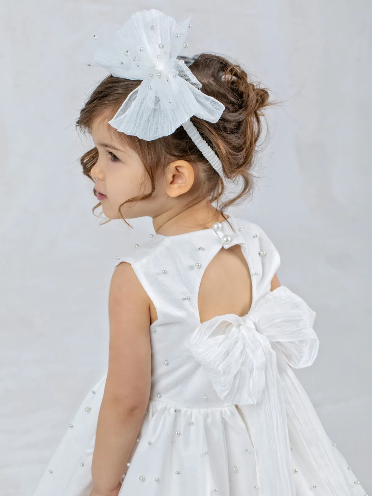 Girl's backless dress with pearls - KARINA
