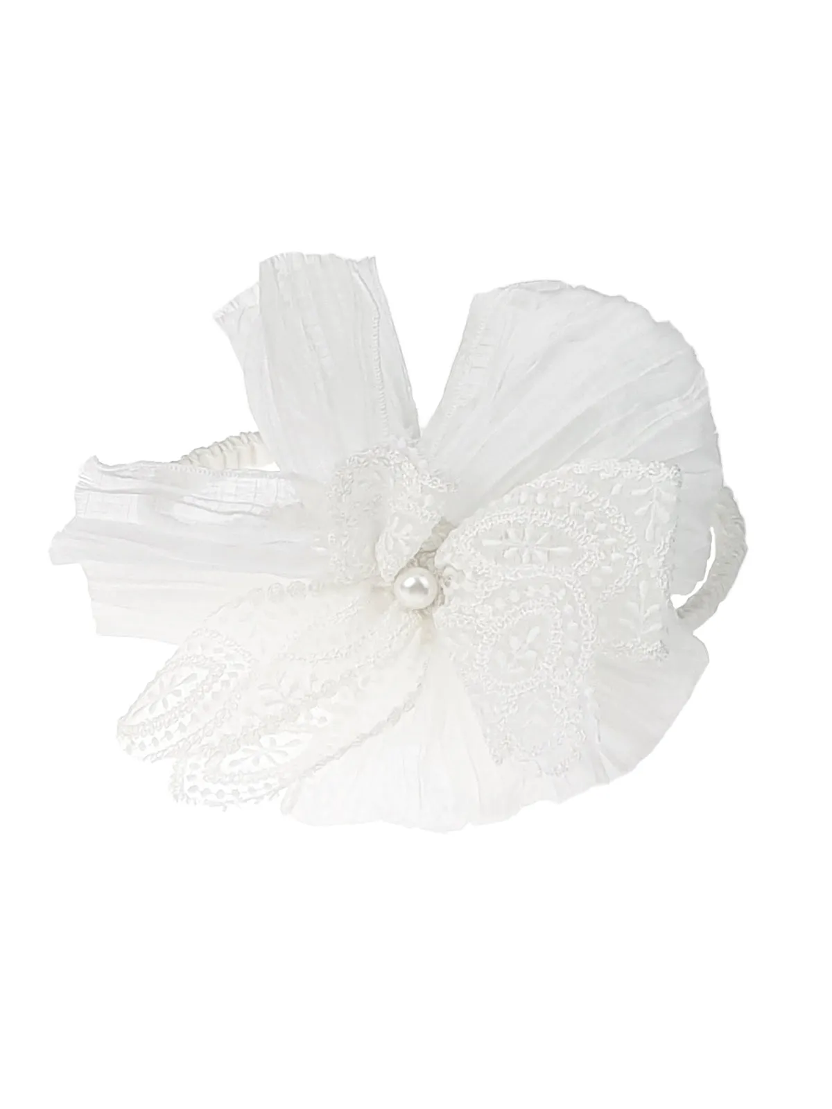 Girls headband with lace bow-GRETA