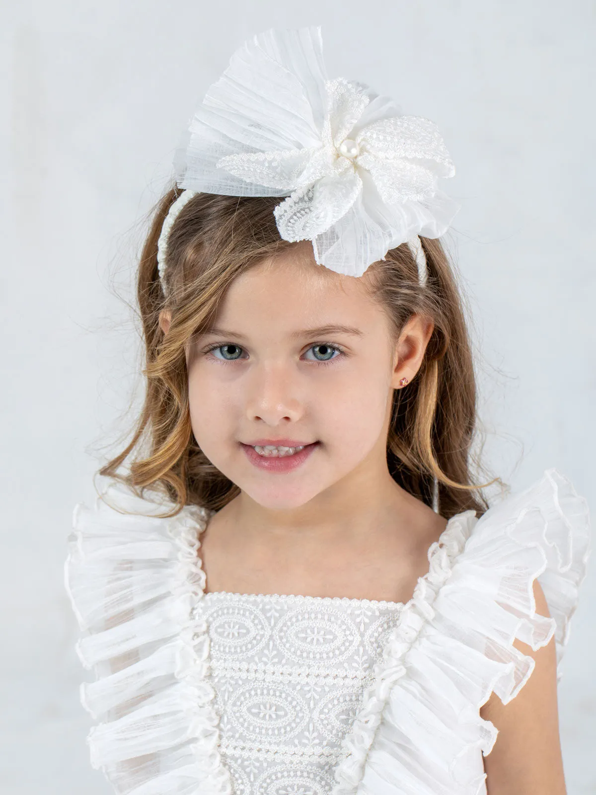 Girls headband with lace bow-GRETA