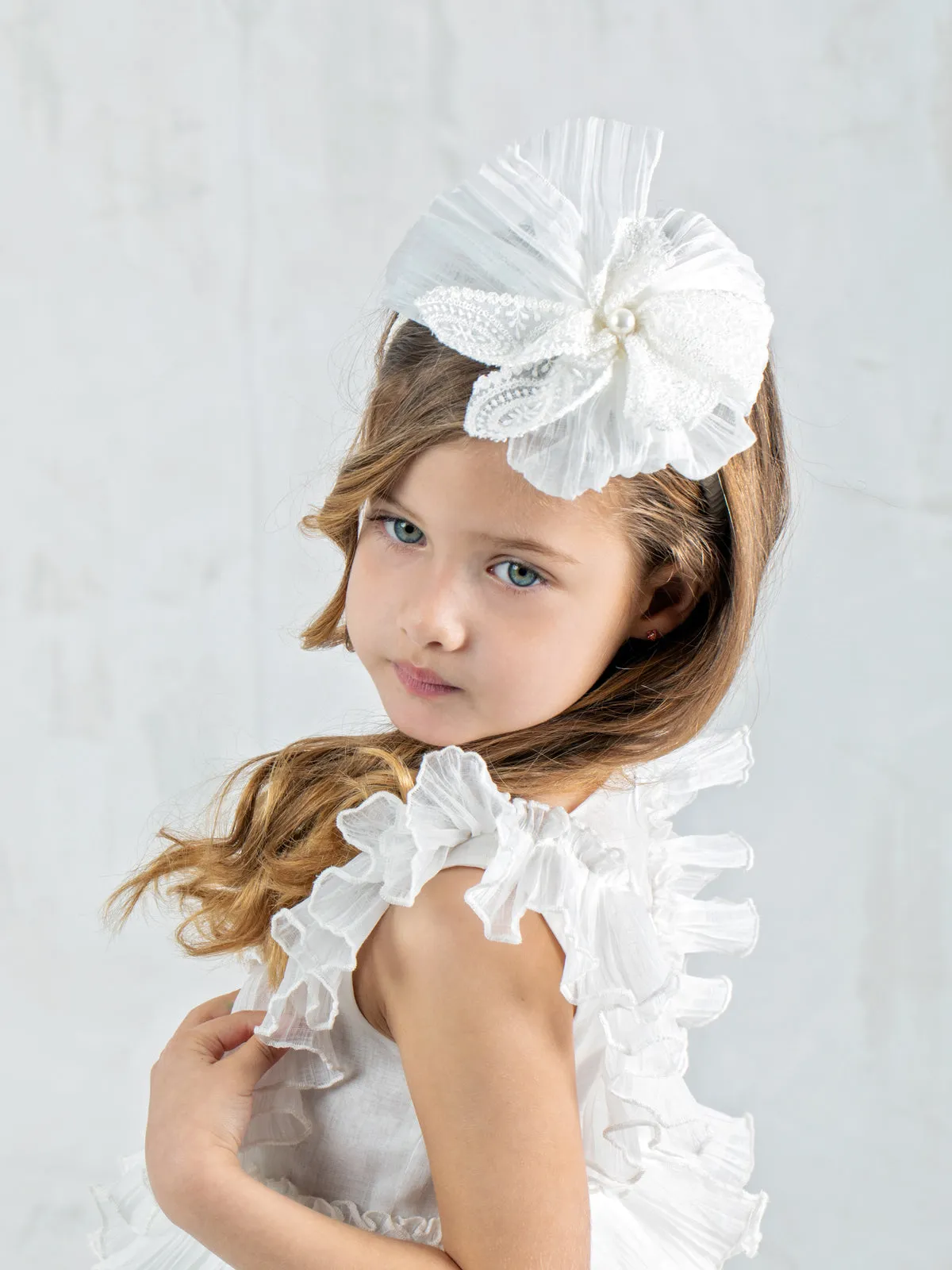 Girls headband with lace bow-GRETA