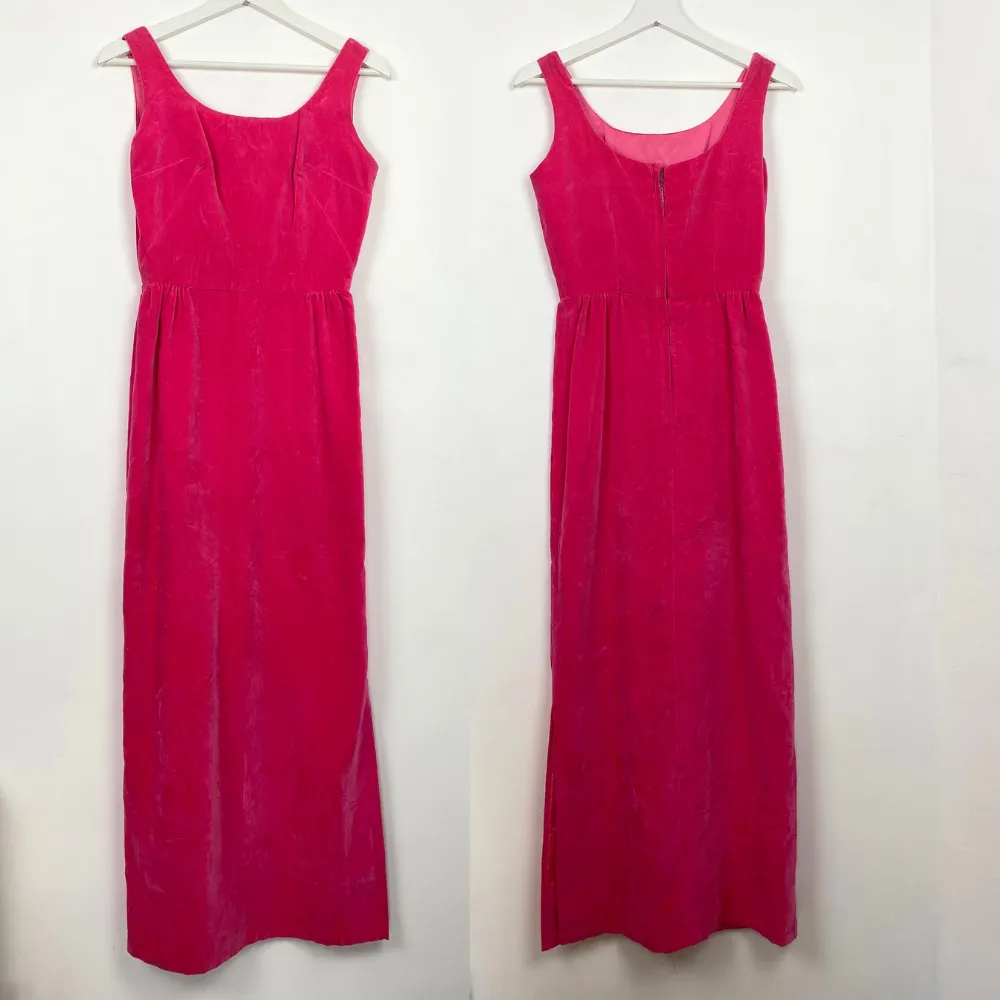 Hot Pink Velvet Maxi Dress - XXS/XS