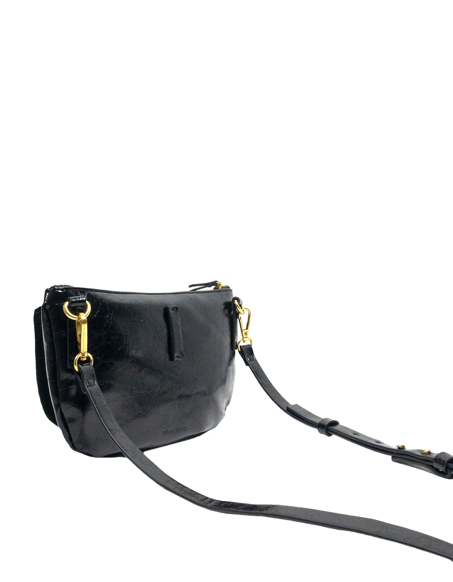 LEO CONVERTIBLE CROSSBODY SLING AND BELT BAG LARGE WAXED BLACK