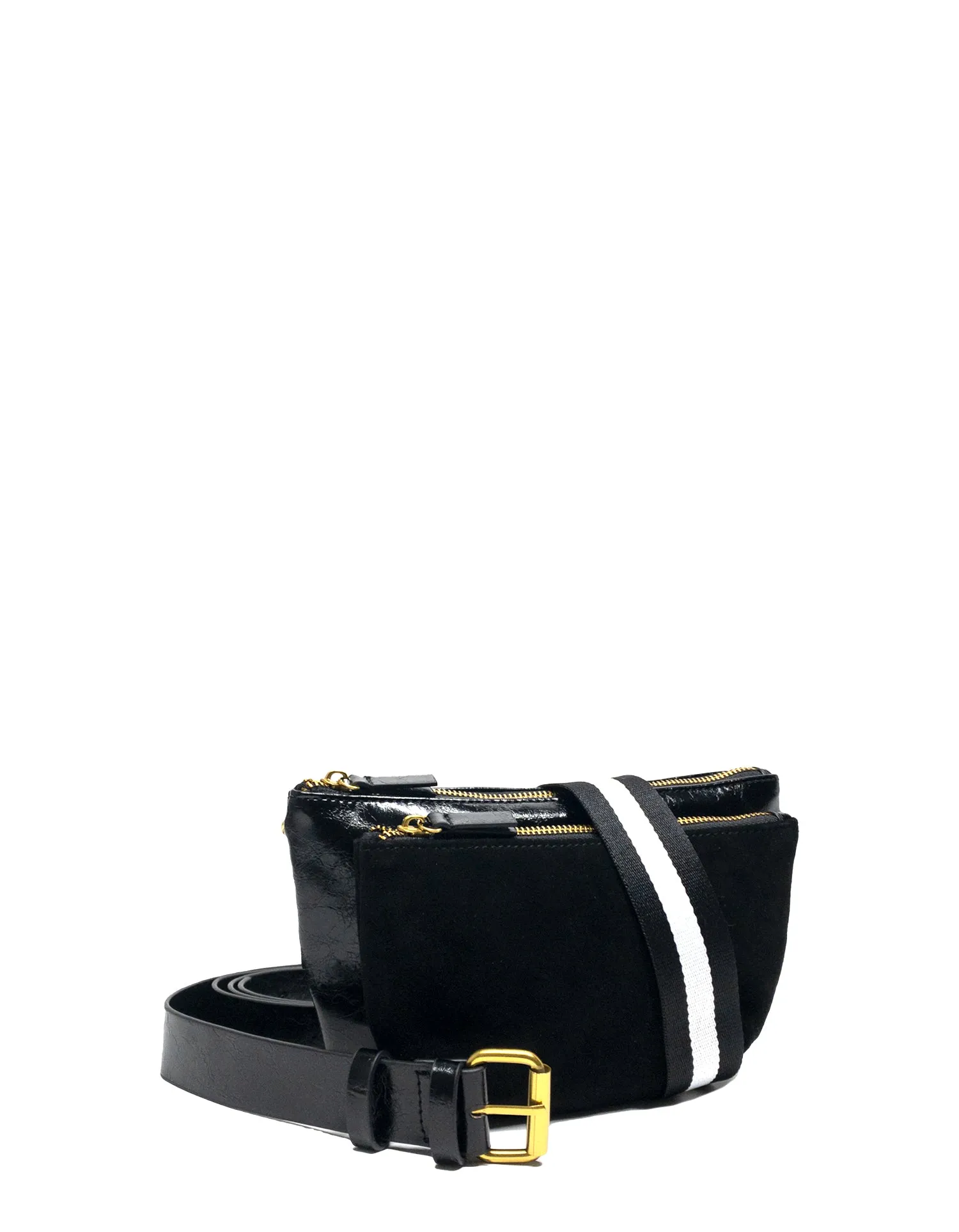 LEO CONVERTIBLE CROSSBODY SLING AND BELT BAG LARGE WAXED BLACK