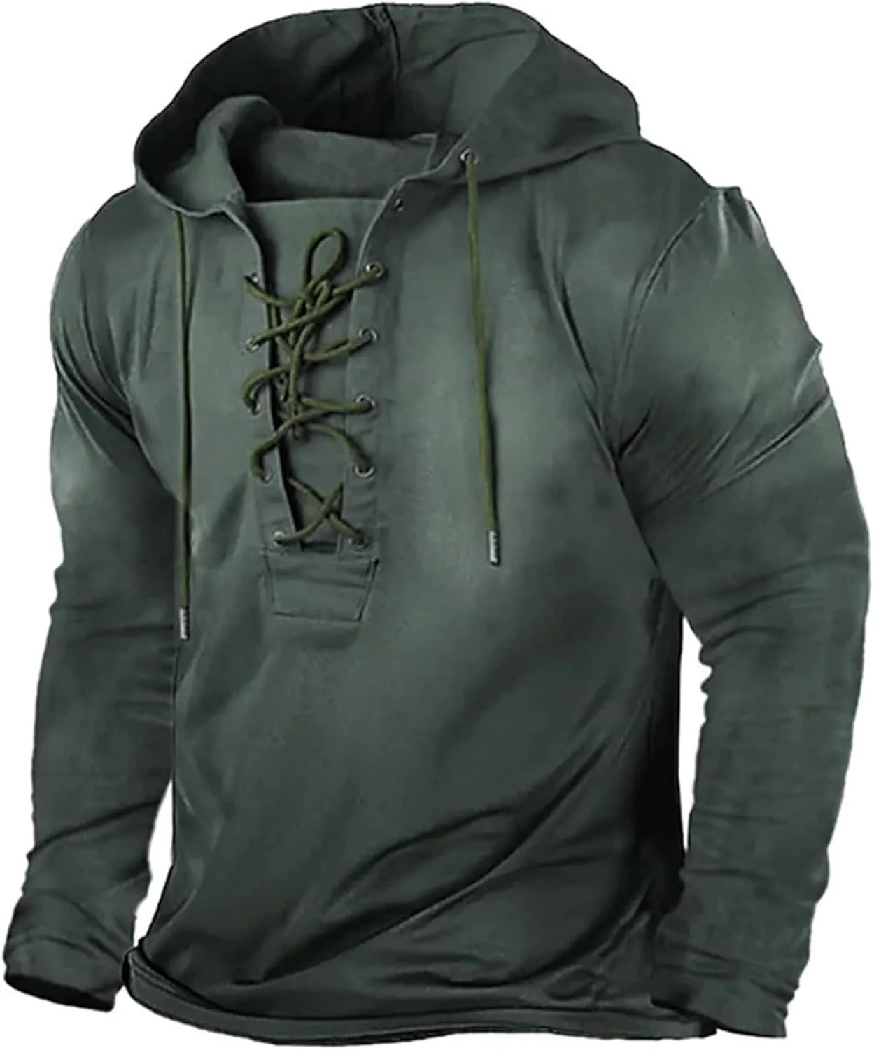 Mens Pullover Hoodies Athletic Workout Pullover Outdoor Hoodies Long Sleeve Loose Drawstring Sweatshirts  S374022