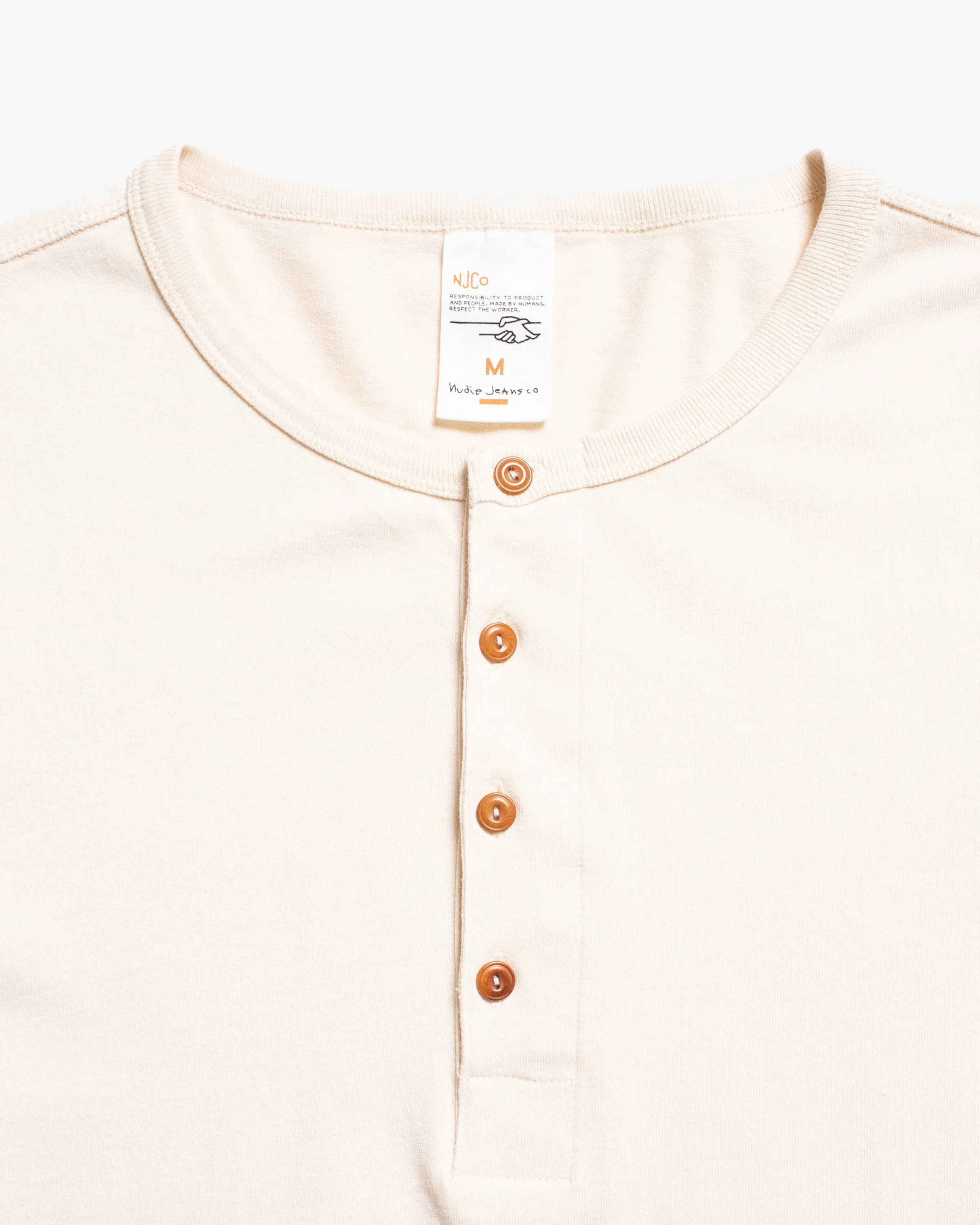 Nudie Jeans L/S Henley - Ecru