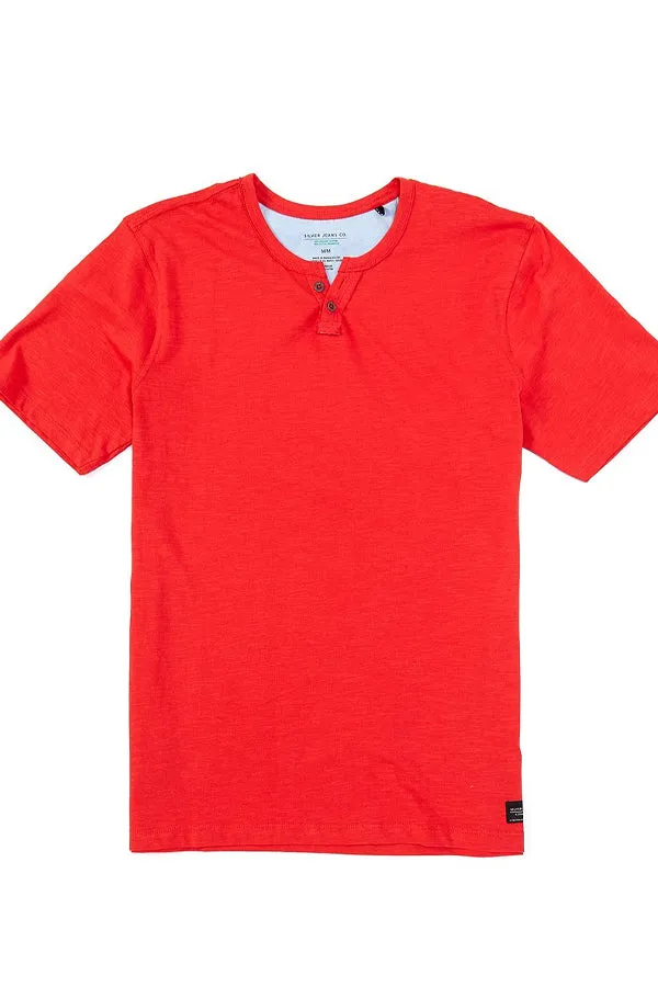 Silver Slub Jersey Short-Sleeve Henley